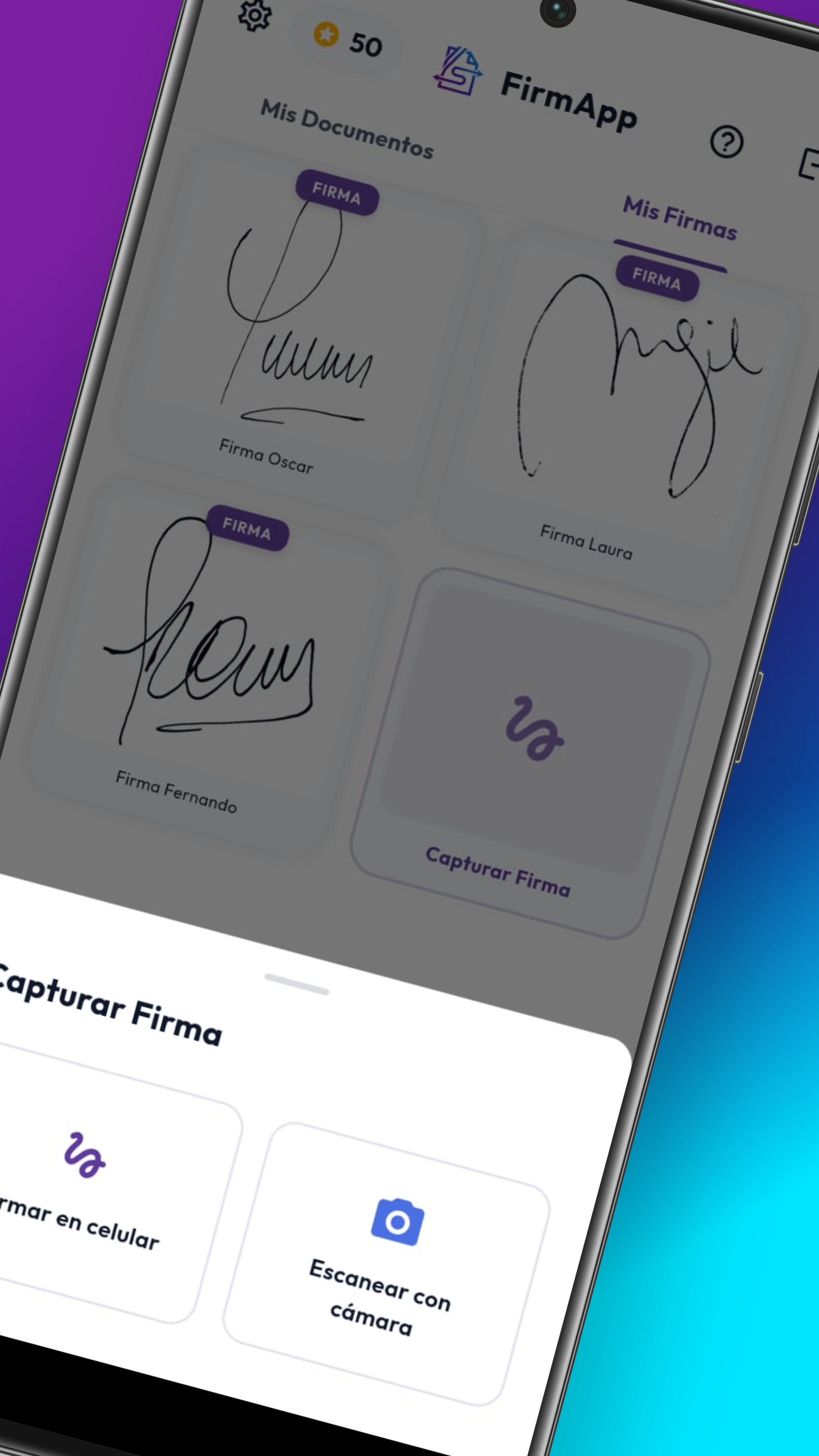 Pantalla de FirmApp